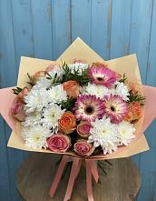 Букет цветов из:  Розы, Герберы и Хризантемы в Большое Полпино