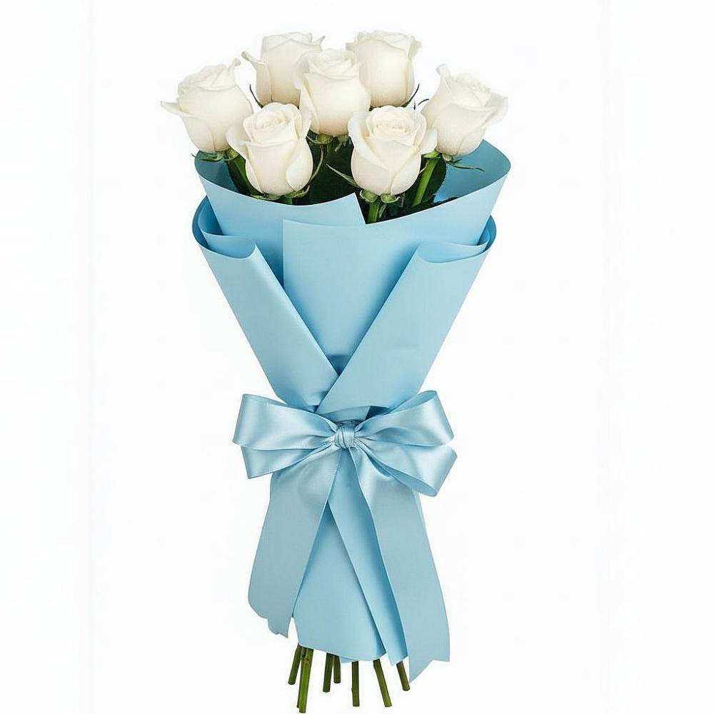 Букет 7 белых роз Проуд в Большое Полпино