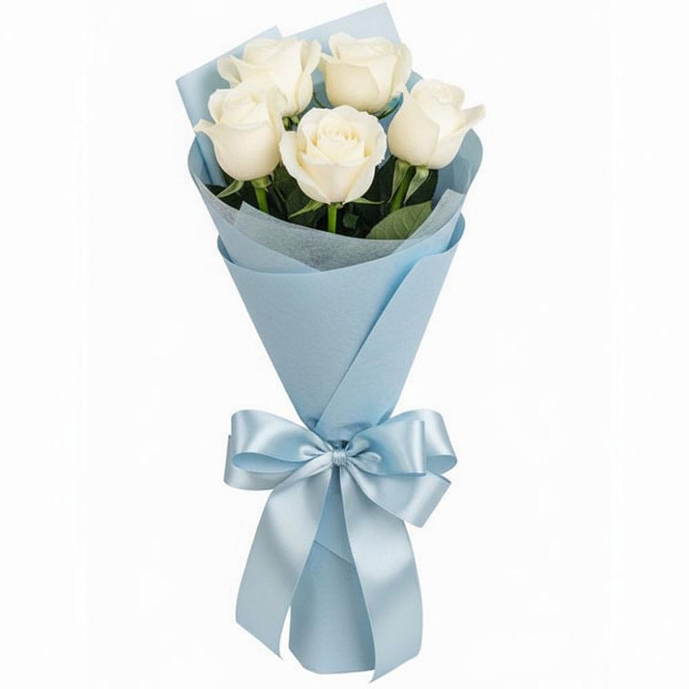 Букет 5 Белых роз Проуд в Большое Полпино