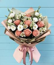 Букет цветов из:  Розы, Альстромерии и Лизиантусы #REPLACE_PRED# Большое Полпино