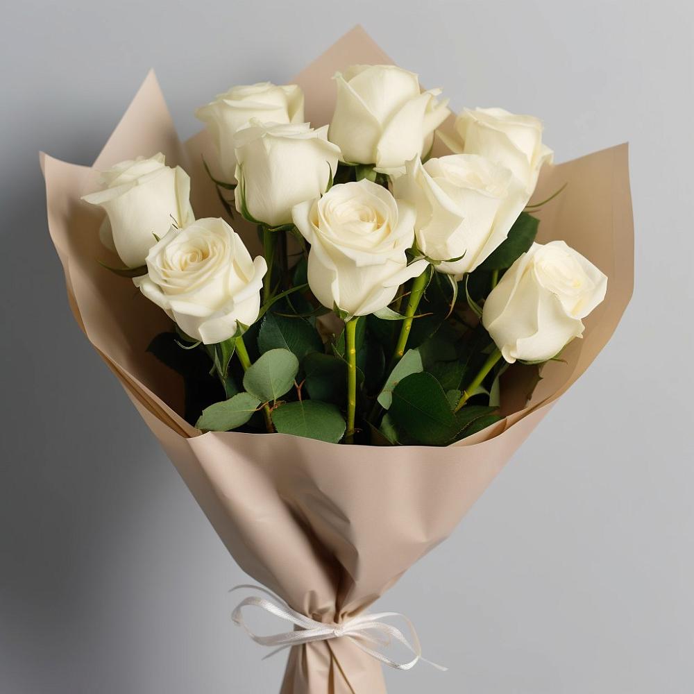 Букет 9 Белых роз Эдлесс Лав в Большое Полпино