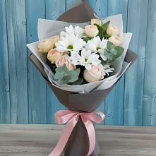 Букет цветов из:  Хризантемы и Розы #REPLACE_PRED# Большое Полпино