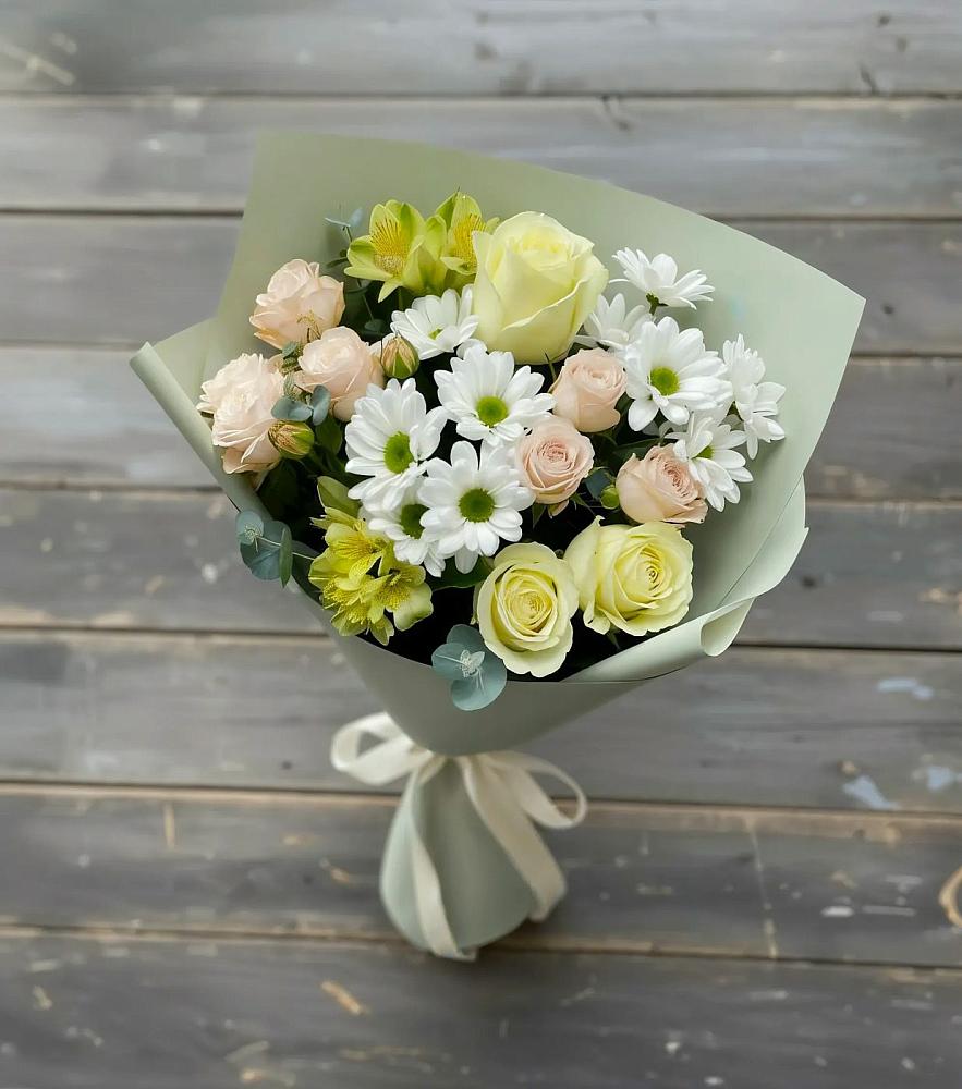 Букет цветов из: Альстромерии, Розы и Хризантемы в Большое Полпино