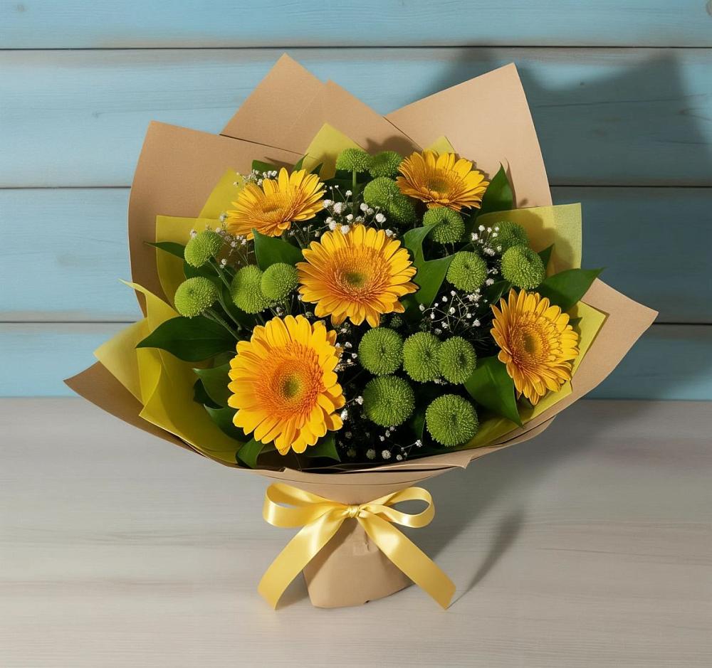 Букет цветов из: Герберы и Хризантемы в Большое Полпино