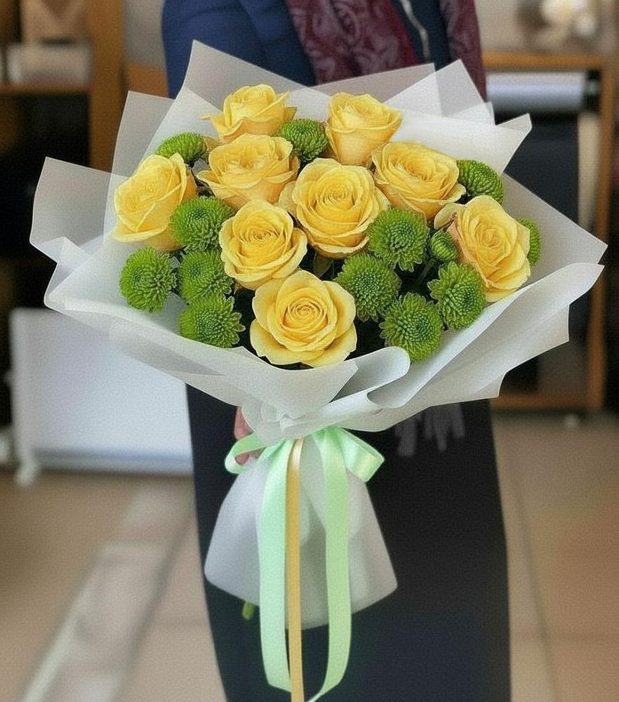 Букет цветов из: Хризантемы и Розы в Большое Полпино