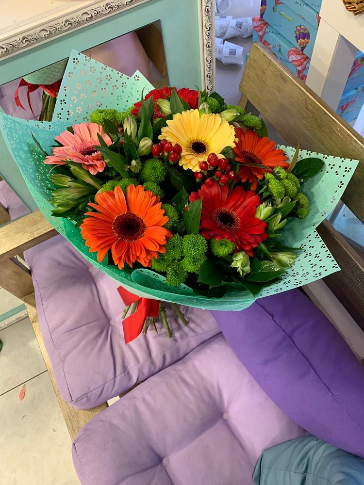 Букет цветов из: Герберы, Хризантемы и Альстромерии в Большое Полпино