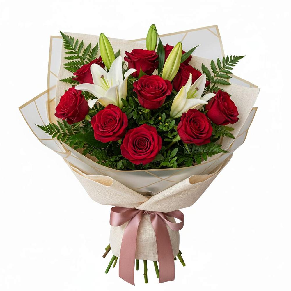 Букет цветов из: Лилии и Розы в Большое Полпино