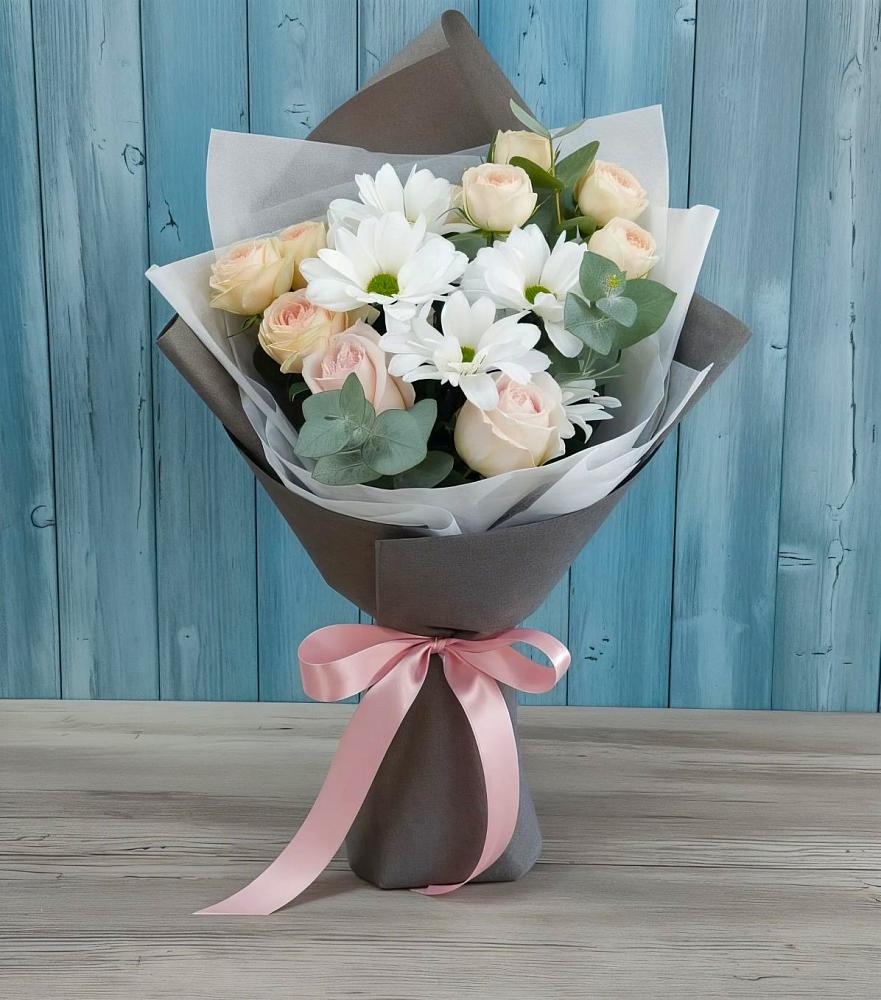 Букет цветов из: Хризантемы и Розы в Большое Полпино