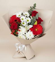 Букет цветов из:  Розы, Хризантемы, Герберы и Лилии #REPLACE_PRED# Большое Полпино