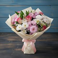 Букет цветов из:  Хризантемы, Альстромерии и Розы в Большое Полпино