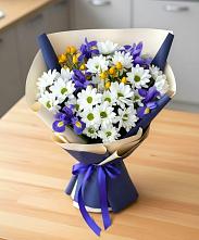 Букет цветов из:  Розы, Ирисы и Хризантемы #REPLACE_PRED# Большое Полпино