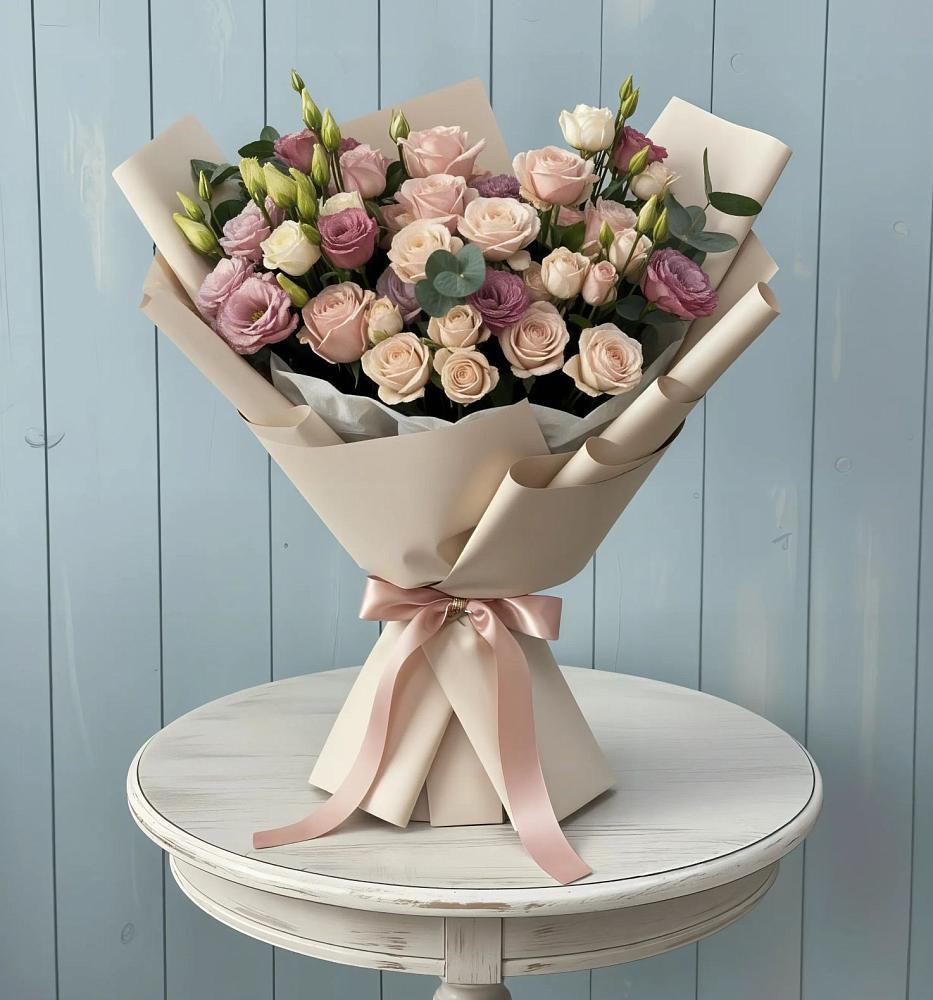 Букет цветов из: Розы и Лизиантусы в Большое Полпино