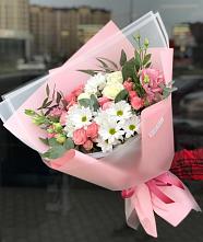 Букет цветов из:  Розы, Лизиантусы и Хризантемы в Большое Полпино