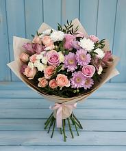 Букет цветов из:  Хризантемы, Розы и Альстромерии в Большое Полпино