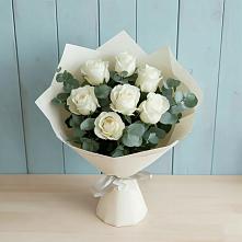 Букет Белые розы в Эвкалипте #REPLACE_PRED# Большое Полпино